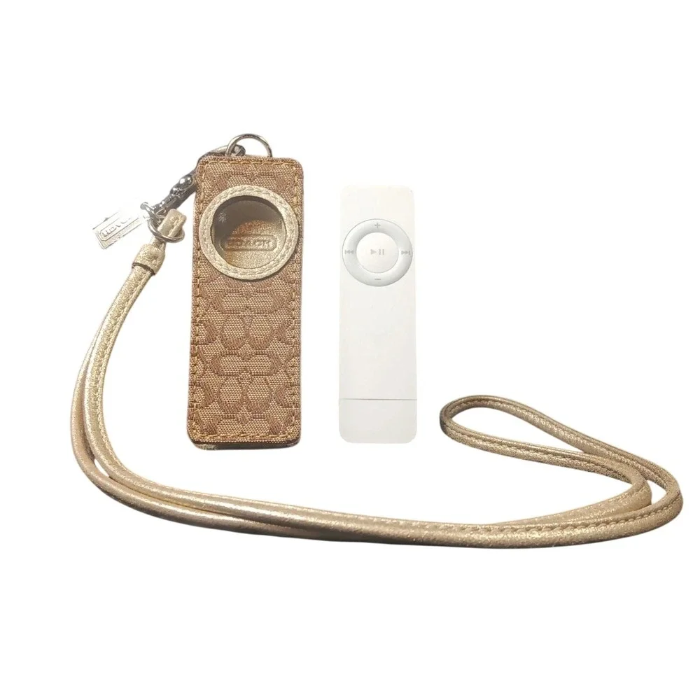 Coach Signature C Canvas iPod Shuffle 1st Gen Case Gold Khaki Lanyard‎ Vtg Y2K